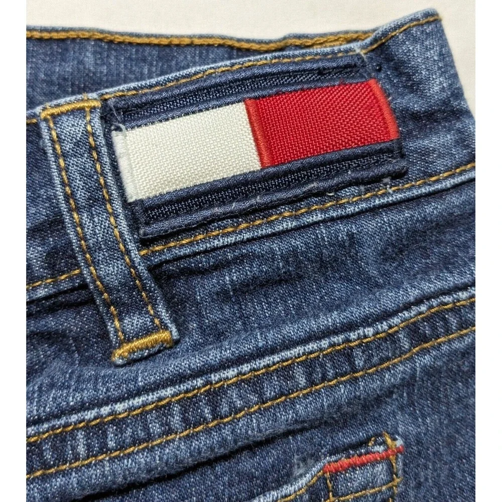 VTG TOMMY JEANS BACKWARDS Women Juniors 11‎ Stretch Denim Blue Jeans RARE